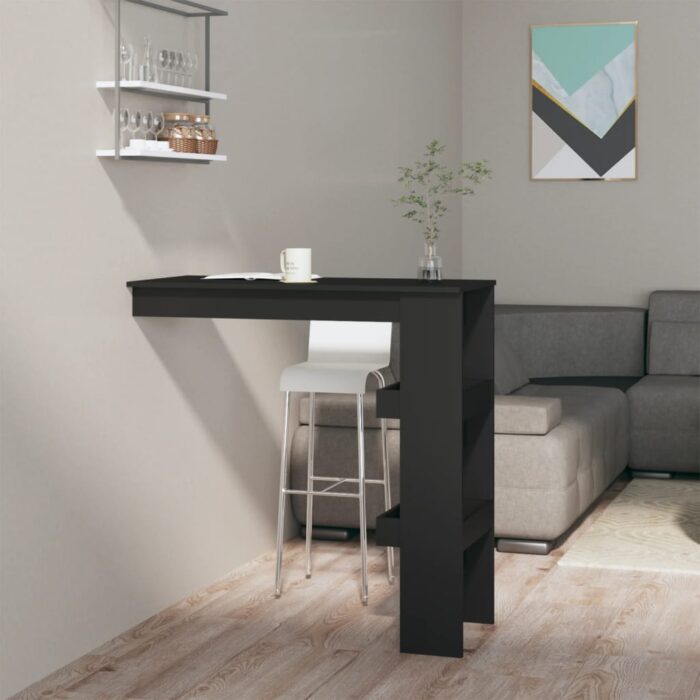 Table de bar murale Noir 102x45x103,5 cm Bois d'ingénierie – Image 1