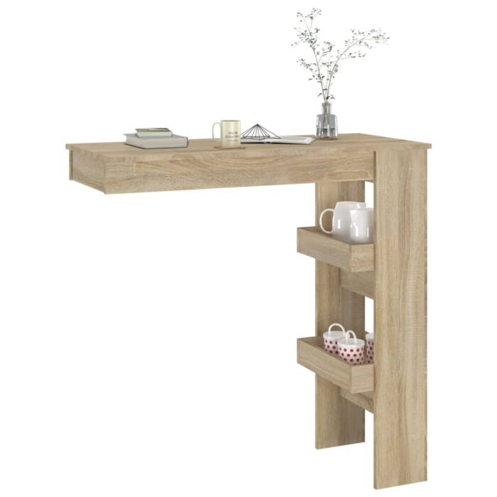 Table bar murale Chêne Sonoma 102x45x103,5 cm Bois d'ingénierie – Image 5