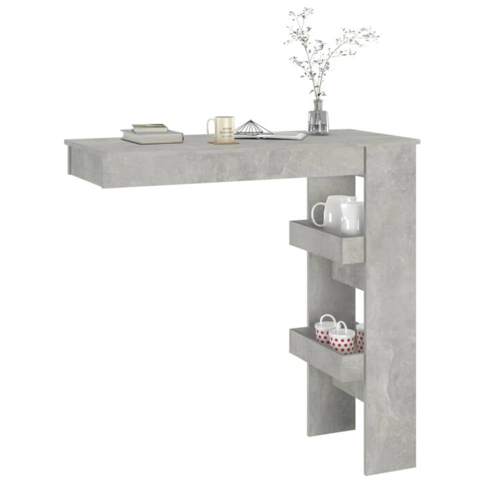 Table de bar murale Gris Béton 102x45x103,5cm Bois d'ingénierie – Image 5