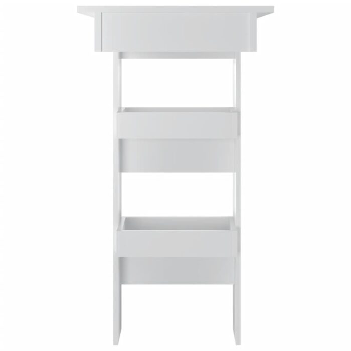 Table bar mural Blanc Brillant 102x45x103,5cm Bois d'ingénierie – Image 2