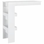 Table bar mural Blanc Brillant 102x45x103,5cm Bois d'ingénierie – Image 3