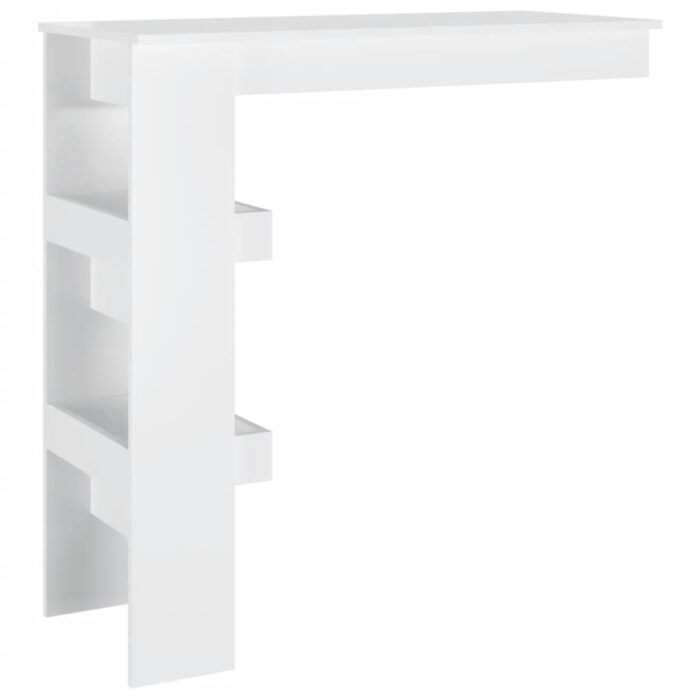 Table bar mural Blanc Brillant 102x45x103,5cm Bois d'ingénierie – Image 3