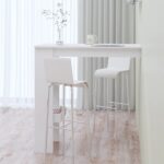 Table bar mural Blanc Brillant 102x45x103,5cm Bois d'ingénierie – Image 4