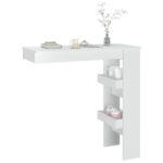 Table bar mural Blanc Brillant 102x45x103,5cm Bois d'ingénierie – Image 5