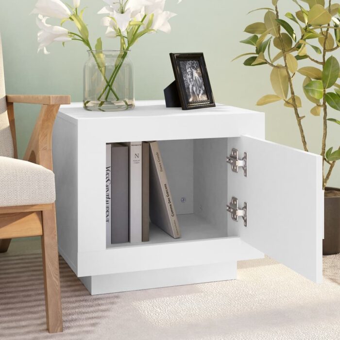 Table basse Blanc 51x50x45 cm Bois d'ingénierie – Image 5