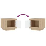 Table basse blanc et chêne sonoma 51x50x45 cm bois d'ingénierie – Image 4