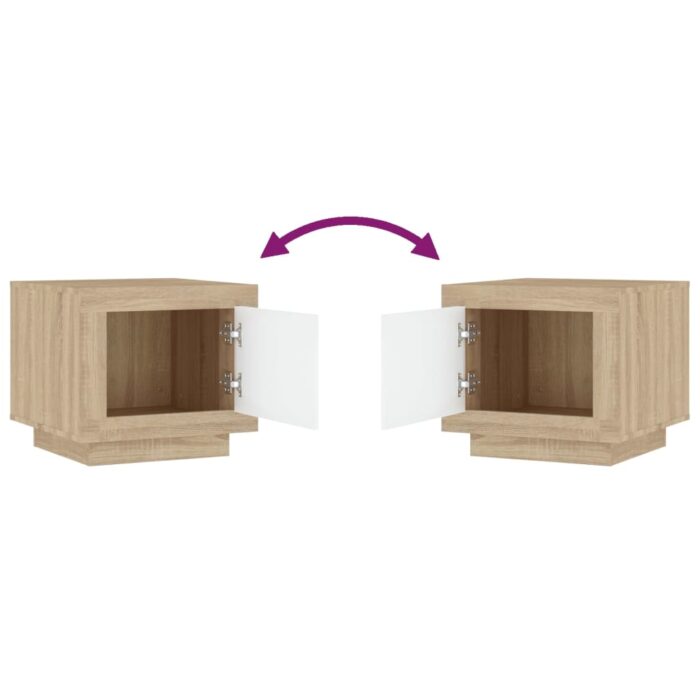 Table basse blanc et chêne sonoma 51x50x45 cm bois d'ingénierie – Image 4