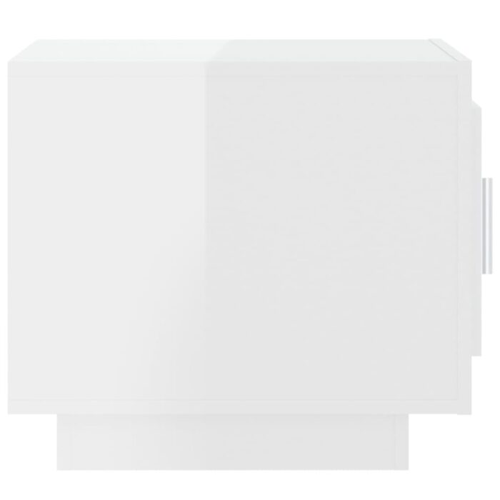 Table basse blanc brillant 51x50x45 cm bois d'ingénierie – Image 2