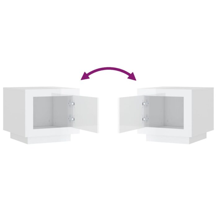 Table basse blanc brillant 51x50x45 cm bois d'ingénierie – Image 4