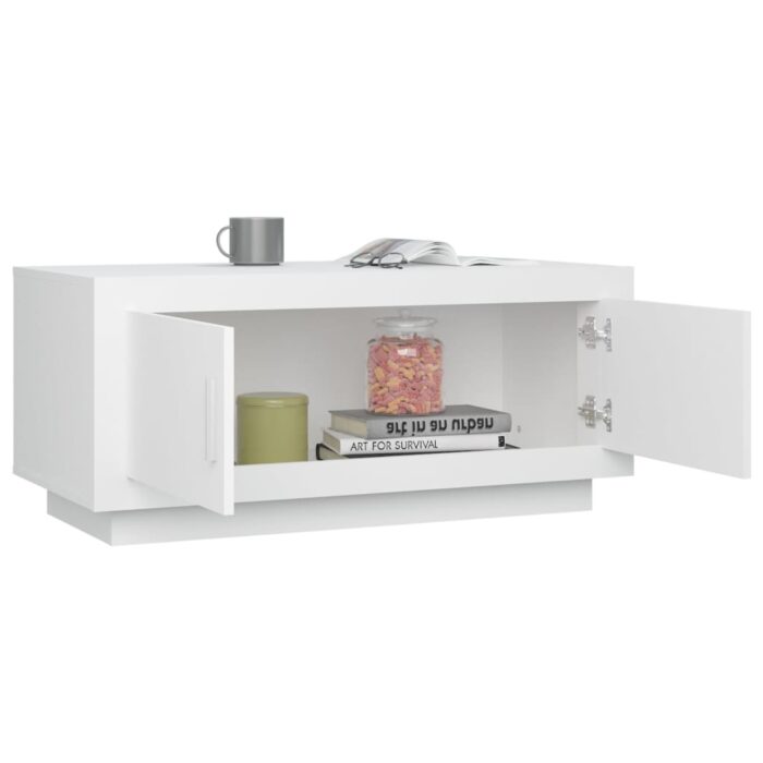 Table basse blanc 102x50x45 cm bois d'ingénierie – Image 2