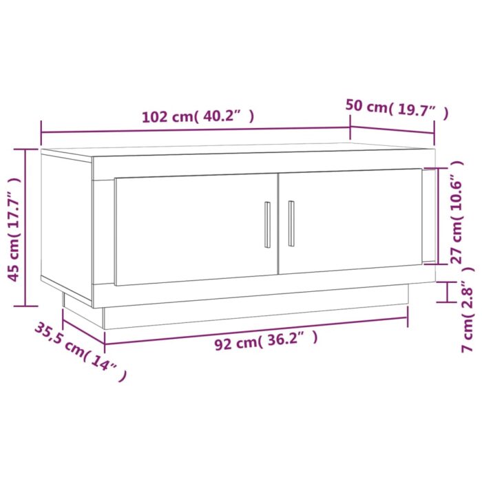 Table basse blanc 102x50x45 cm bois d'ingénierie – Image 6