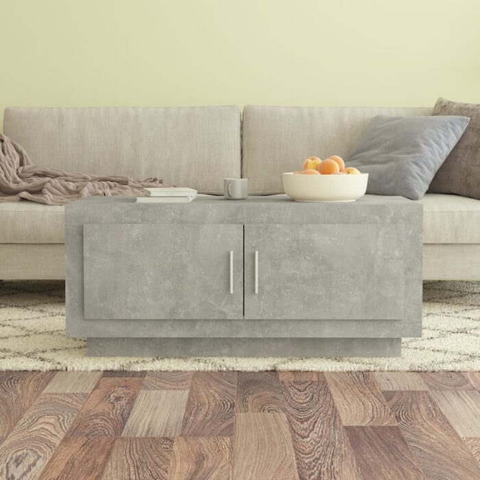 Table basse gris béton 102x50x45 cm bois d'ingénierie – Image 1