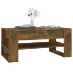 Table basse chêne fumé 102x55x45 cm bois d'ingénierie – Image 4