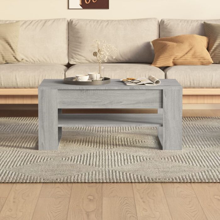 Table basse sonoma gris 102x55x45 cm bois d'ingénierie – Image 3