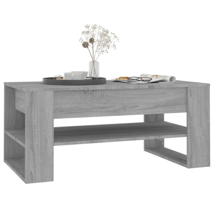 Table basse sonoma gris 102x55x45 cm bois d'ingénierie – Image 4