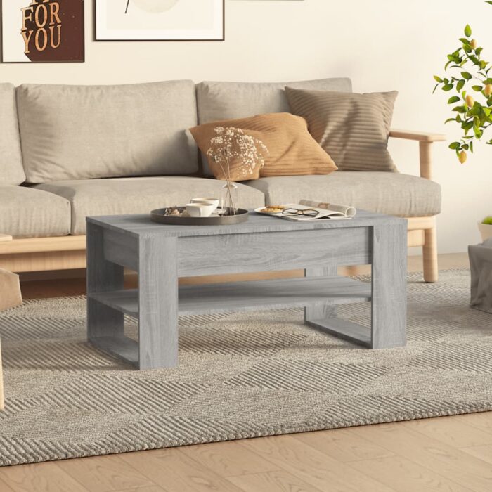 Table basse sonoma gris 102x55x45 cm bois d'ingénierie – Image 1