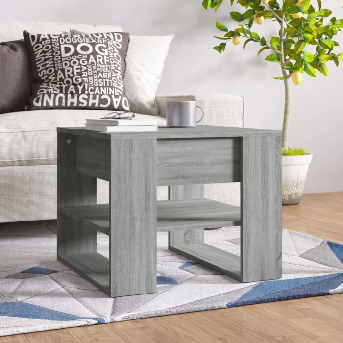 Table basse sonoma gris 55,5x55x45 cm bois d'ingénierie – Image 1