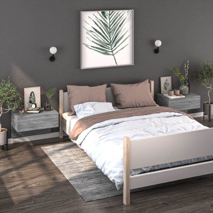 Tables de chevet murales 2 pcs Sonoma gris – Image 1