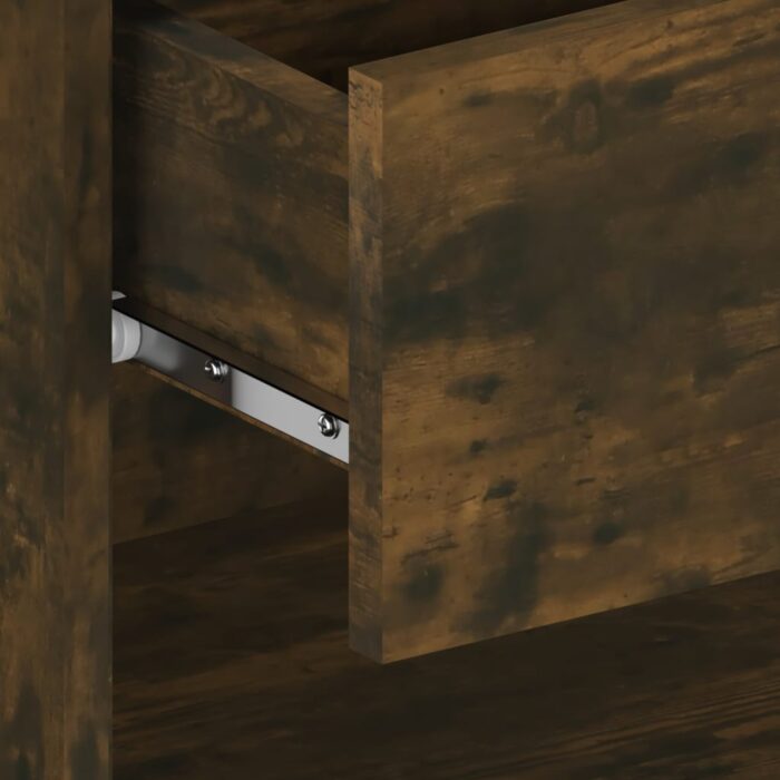 Tables de chevet murales 2 pcs Chêne fumé – Image 6