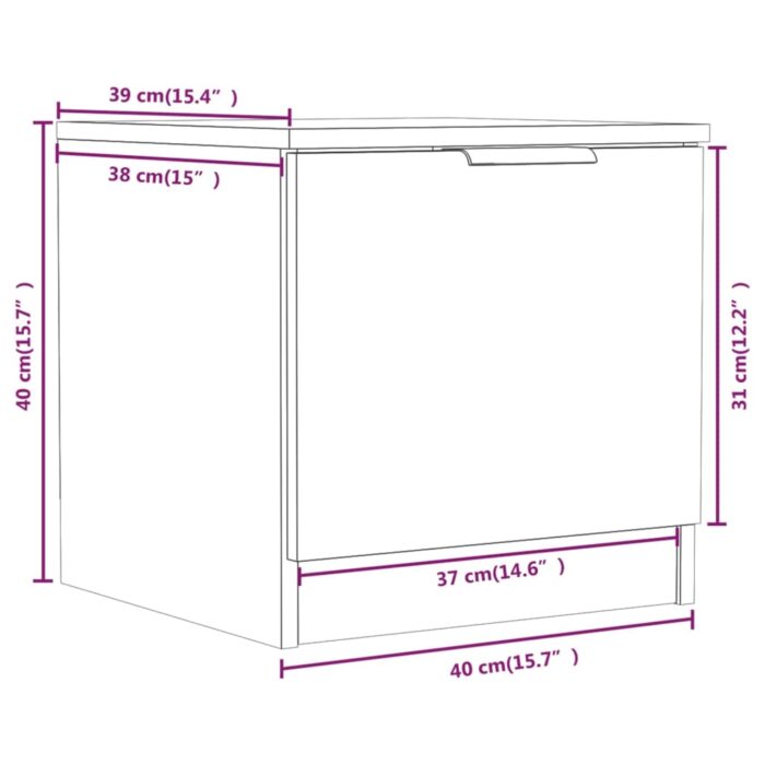Tables de chevet 2 pcs Sonoma gris 40x39x40 cm – Image 9