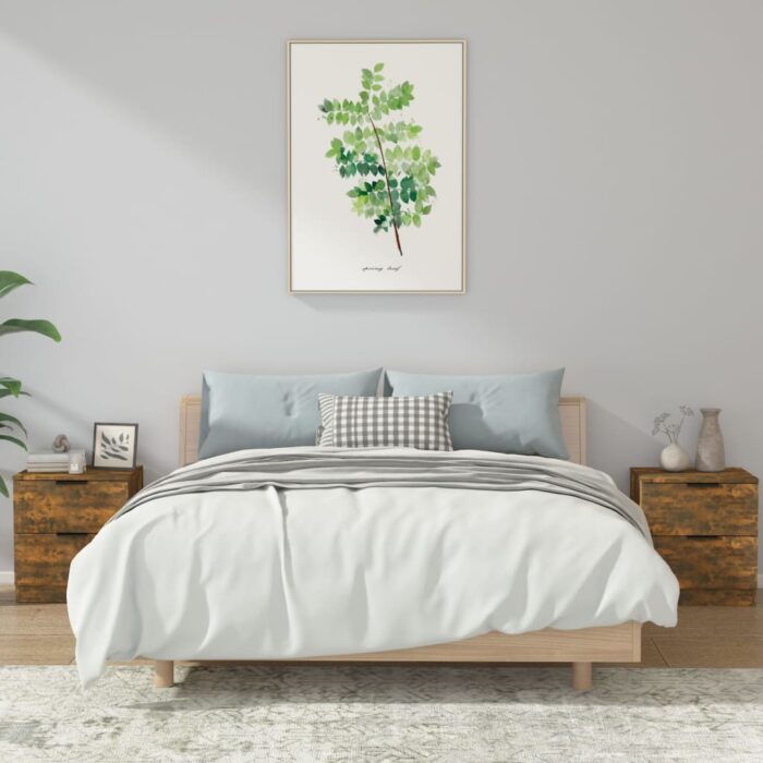 Tables de chevet 2 pcs Chêne fumé Bois d'ingénierie – Image 1