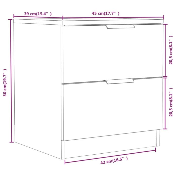 Tables de chevet 2 pcs Chêne marron Bois d'ingénierie – Image 8