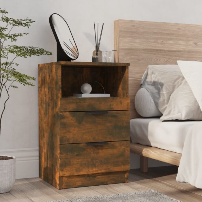 Tables de chevet 2 pcs Chêne fumé Bois d'ingénierie – Image 5