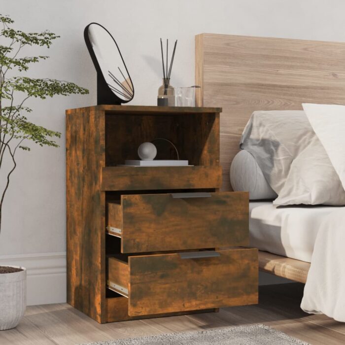 Tables de chevet 2 pcs Chêne fumé Bois d'ingénierie – Image 6