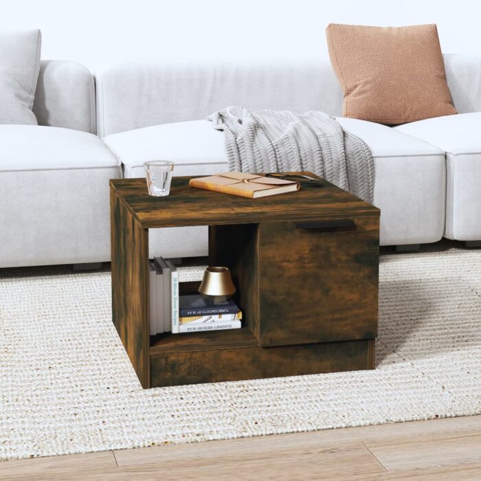 Table basse Chêne fumé 50x50x36 cm Bois d'ingénierie – Image 1