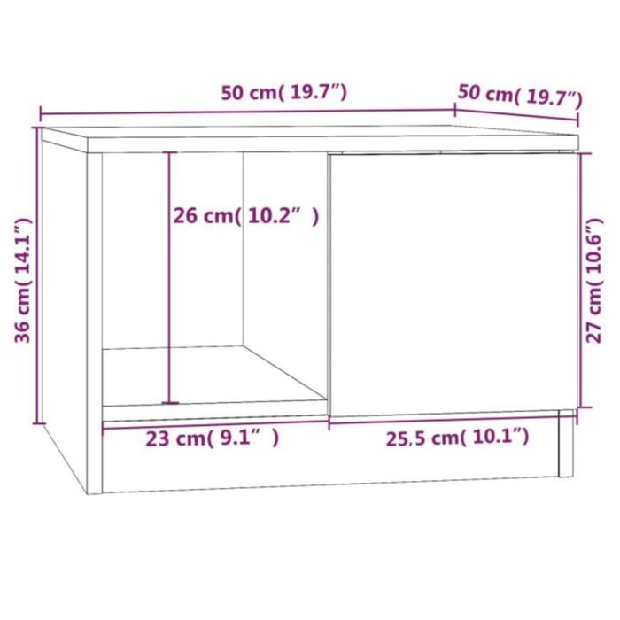 Table basse sonoma gris 50x50x36 cm bois d'ingénierie – Image 6