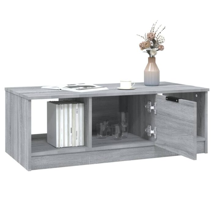Table basse sonoma gris 102x50x36 cm bois d'ingénierie – Image 4