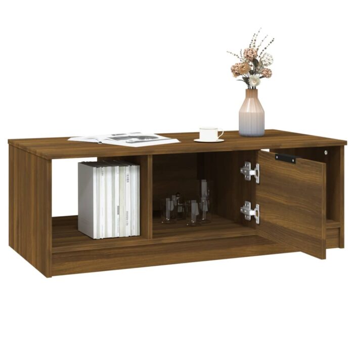 Table basse chêne marron 102x50x36 cm bois d'ingénierie – Image 4
