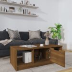 Table basse chêne marron 102x50x36 cm bois d'ingénierie – Image 5