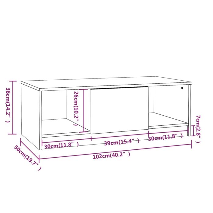 Table basse chêne marron 102x50x36 cm bois d'ingénierie – Image 6