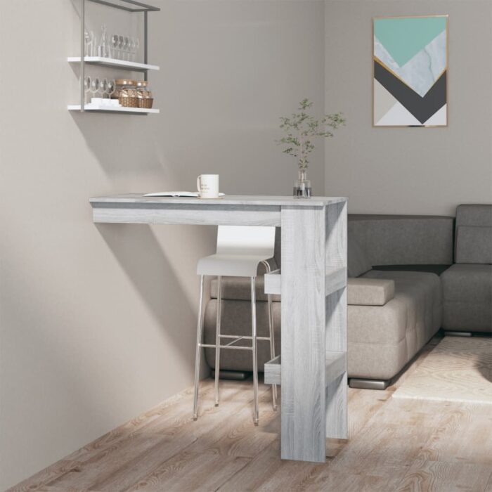 Table bar murale Sonoma gris 102x45x103,5 cm Bois d'ingénierie – Image 1