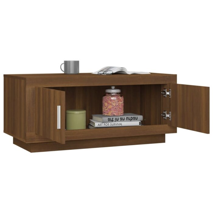 Table basse Chêne marron 102x50x45 cm Bois d'ingénierie – Image 2
