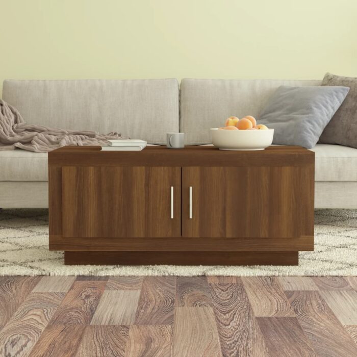 Table basse Chêne marron 102x50x45 cm Bois d'ingénierie – Image 1