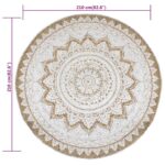 Tapis de sol Jute tressée imprimée 210 cm Rond – Image 5