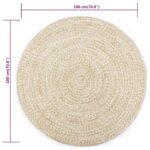Tapis fait à la main Jute Blanc et marron 180 cm – Image 3