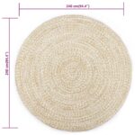 Tapis fait à la main Jute Blanc et marron 240 cm – Image 4