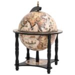 Support à vin bar forme globe Noir Bois d'eucalyptus massif – Image 3