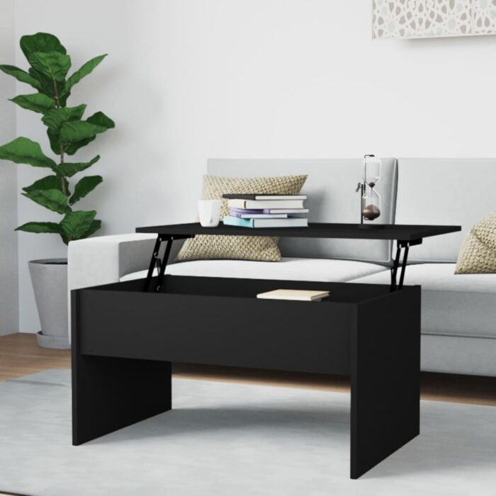 Table basse noir 80x50,5x41,5 cm bois d'ingénierie – Image 1