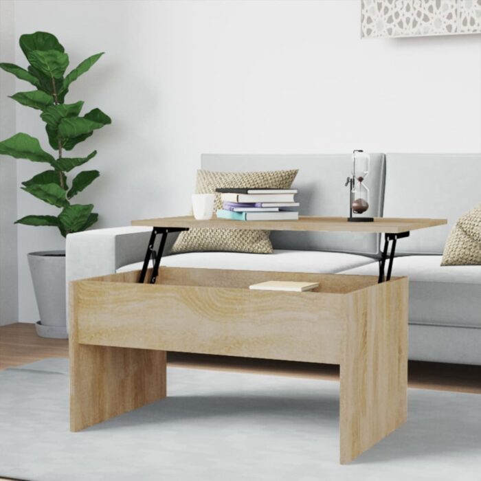 Table basse chêne sonoma 80x50,5x41,5 cm bois d'ingénierie – Image 1