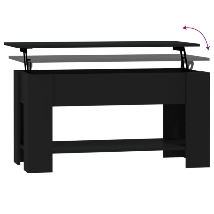 Table basse noir 101x49x52 cm bois d'ingénierie – Image 4