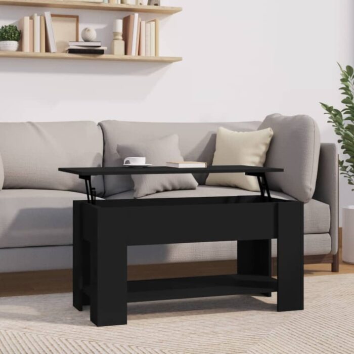 Table basse noir 101x49x52 cm bois d'ingénierie – Image 1