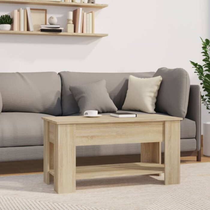 Table basse chêne sonoma 101x49x52 cm bois d'ingénierie – Image 6