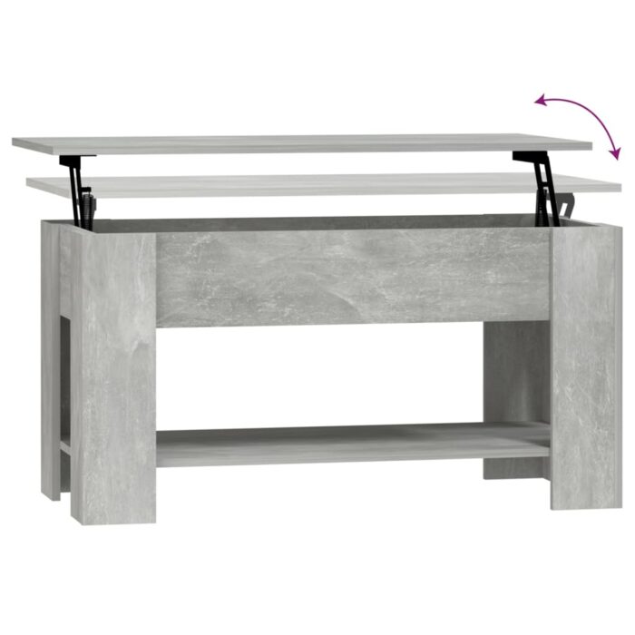 Table basse gris béton 101x49x52 cm bois d'ingénierie – Image 4