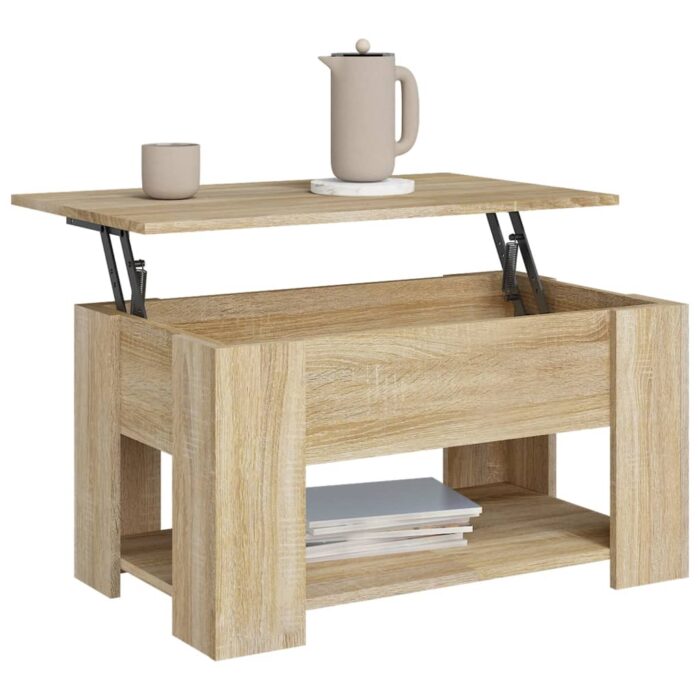 Table basse chêne sonoma 79x49x41 cm bois d'ingénierie – Image 2