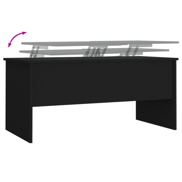 Table basse noir 102x50,5x46,5 cm bois d'ingénierie – Image 6