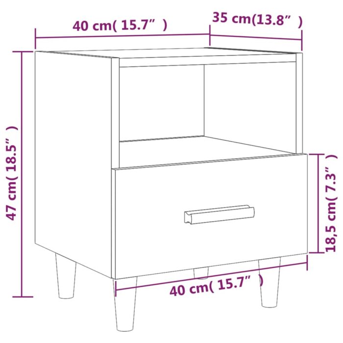 Tables de chevet 2 pcs blanc brillant 40x35x47 cm – Image 6